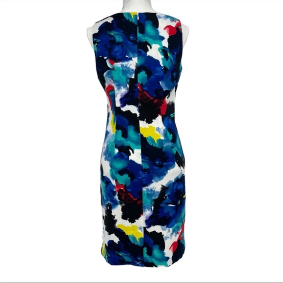 Mario Serrani Italy Dress Women’s Size 8 White With Colorful Print Sleeveless - Picture 2 of 8